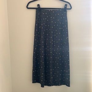 Floral satin midi skirt